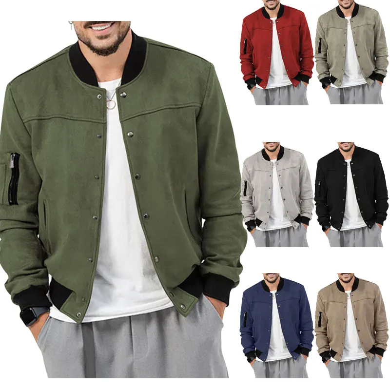 

Spring And Autumn New American Style Men's Jacket Suede Stand Collar Fashion Street Windproof Jacket Casual Men's Clothing