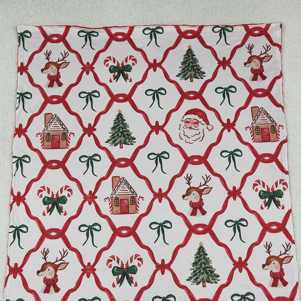 Couvertures de noël pour bébé, literie pour enfants, polaire, cerf, père noël, canne à sucre imprimée, flanelle, Plaid pour enfants, Boutique, couette fine rouge