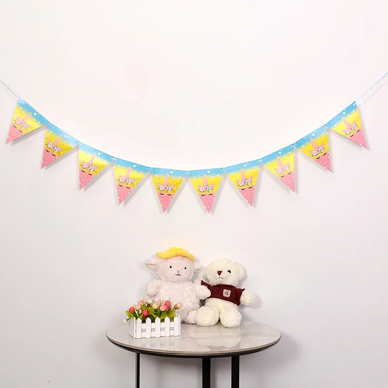 140cm*165cm NEW Unicorn Birthday Triangle Flag Children's Personalized Theme Banner Decoration Products Wholesale