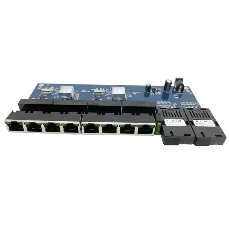 10/100/1000M Gigabit Ethernet switch Ethernet Fiber Optical Media Converter โหมดเดี่ยว 8 RJ45 UTP และ 2 SC พอร์ตไฟเบอร์บอร์ด PCB