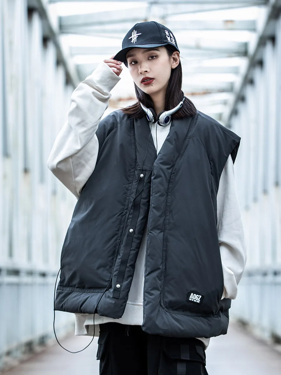AOGZ Retro Cotton Vest Unisex Autumn Winter New Style Couple Matching Dao Pao Loose Fit Thermal Treatment Polyester Fiber