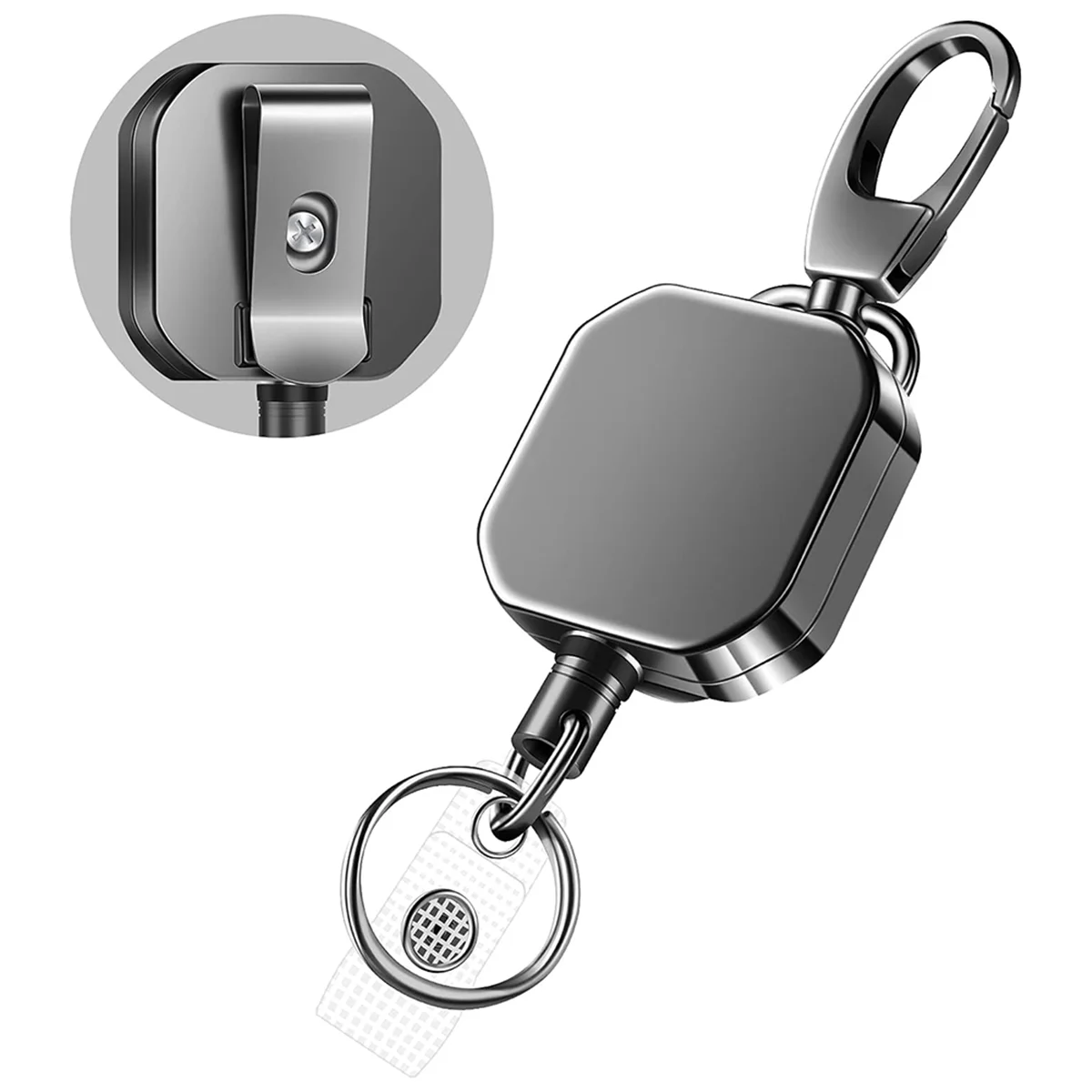 The New 2 Pack Heavy Duty Metal Retractable Badge Holders Carabiner Keychain Belt Badge Reels Clip Key Ring ID Card Holder