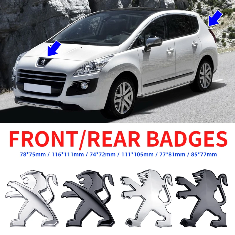 1pcs ABS 3D Car Emblem Badge Hood Front Rear Trunk Logo for Peugeot 207 307 407 507 508 408 308 206 406 5008 3008 2008 4008