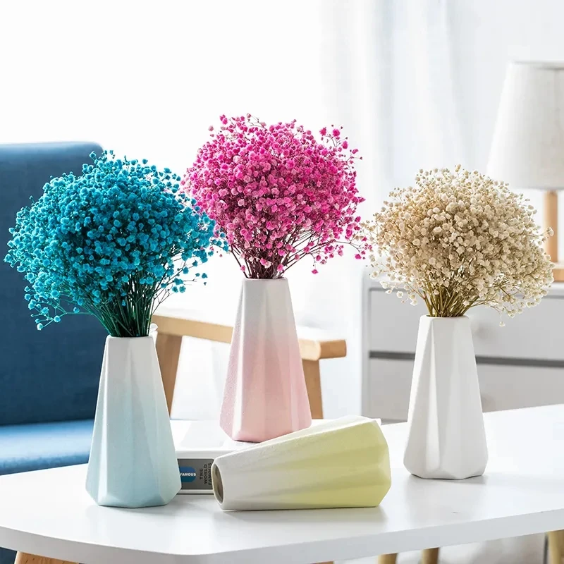 Gradient Ceramic Vase Home Decor Ornaments Gypsophila Dried Flower Vase Living Room Dining Room Vase Ornaments Countertop Vase