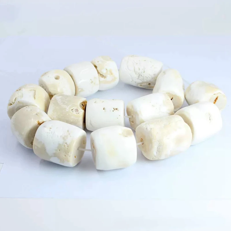 A09P-New 20-25Mm 15Inch Genuine Real Freeform Column Natural White Sea Bamboo Coral Jewelry Findings Diy Beads