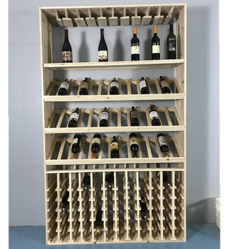 Custom European Style Home Wine Rack Bar Floor Wine Cabinet Wine Red Wine Solid Wood Storage Display Rack Organizer Wine Glass R