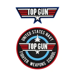 Top Gun 2 Pvc Rubber patch Badges Droplet Magic Backpack Sticker Tactical Clothes Hat Patches Glow In The Dark Hook Loop Armband