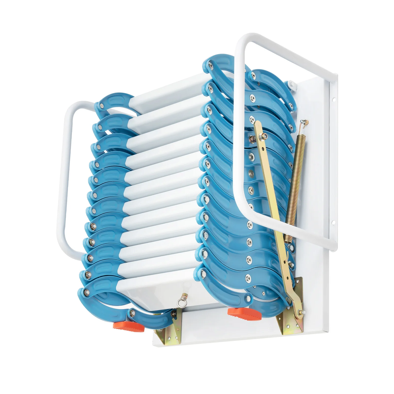 سلم علوي قابل للطي بطول 12.5 قدم، خطوات سحب للأسفل، متينة وموفرة للمساحة ومضادة للانزلاق، شديدة التحمل، سهلة الوصول للمنزل، المرآب العلي