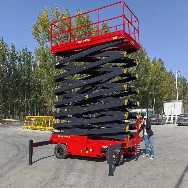 Wear Resistant Wheel Electric Mobile Lift Cart Battery Hydraulic Scissor Lift Long Time Factory Workshop Working Equipment