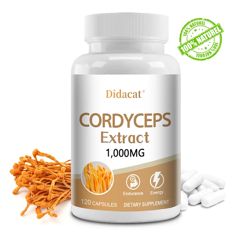 Cordyceps Mushroom Supplement, Cordyceps (Cordyceps Sinensis) 1000 Mg, Healthy Immunity, Stamina, Energy, Strong Absorption