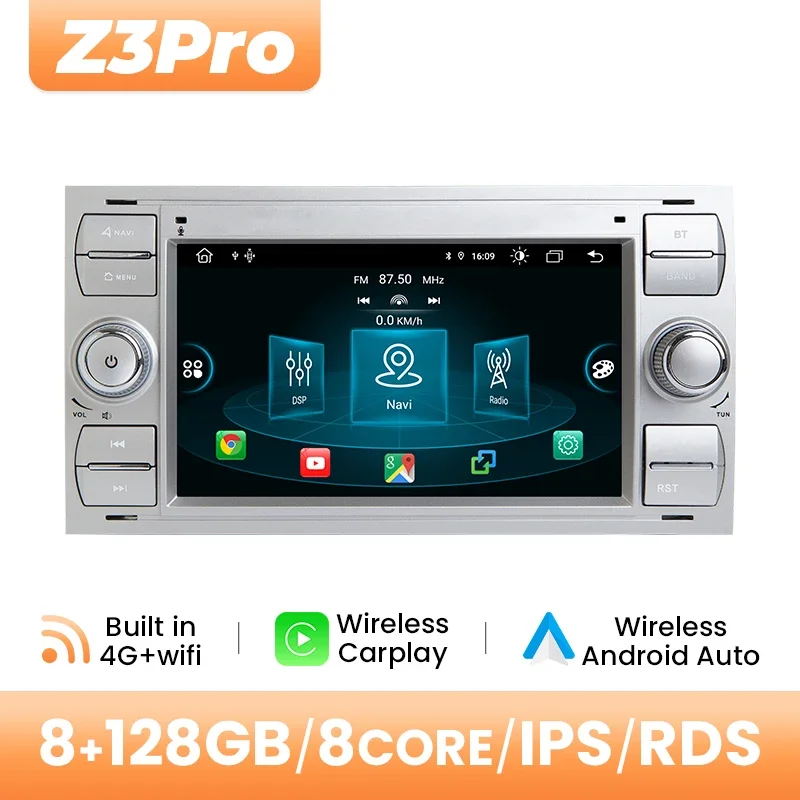 Android 14 Autoradio Multimedia Voor Ford Focus 2 Ford Fiesta Mondeo 4 C-max S-Max Fusion Transit Kuga Draadloze Carplay Auto DSP