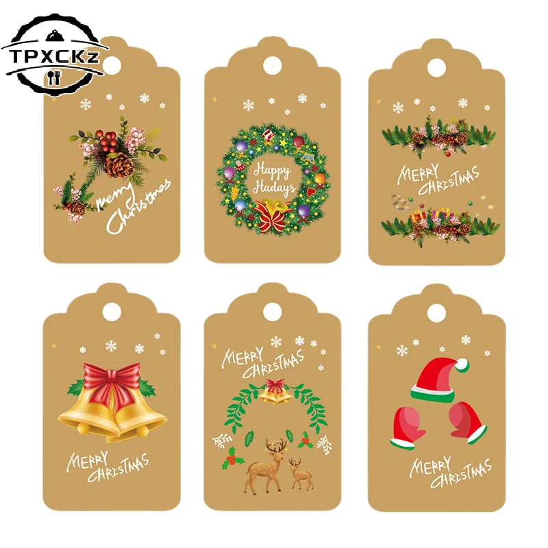 30Sheets Christmas Paper Tags Letter Santa Claus Gift Tag DIY Christmas Party Decoration Supplies Gift Box Wrapping Labels