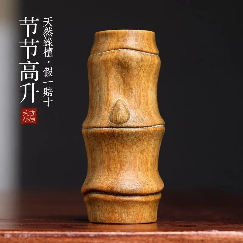 Green Hand Bamboo Figurine Soaring Higher Step by Handmade Pocket Piece Pendant Home Decor Collectible Craft Gift for Men Women