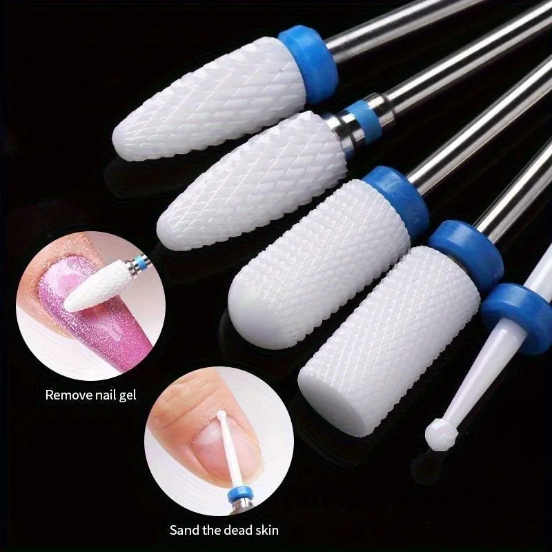 Set di 5 Punte in Ceramica per Trapano per Unghie, Accessori per Manicure e Pedicure