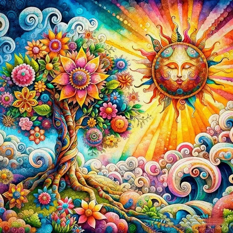 Beautiful Glowing Colorful Trees Scenery Jigsaw Puzzles 500PCS/1024 PCS Wall Decor for Living Room Bedroom Perfect Gift No Frame