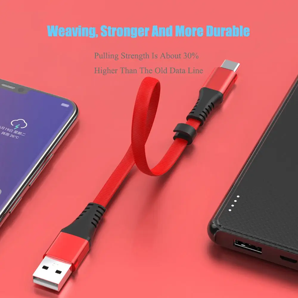 USB C 타입 고속 충전기 어댑터, 짧은 케이블, 보조배터리 배터리 케이블, 휴대폰 마이크로 USB C tye C 데이터 동기화 와이어 코드, 30cm