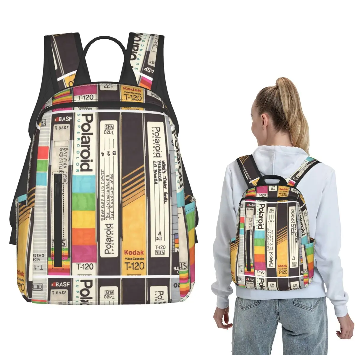 VHS Detail I Backpack Daypack Boys Girls BookBag School Bag Shoulder Bags for Men Women