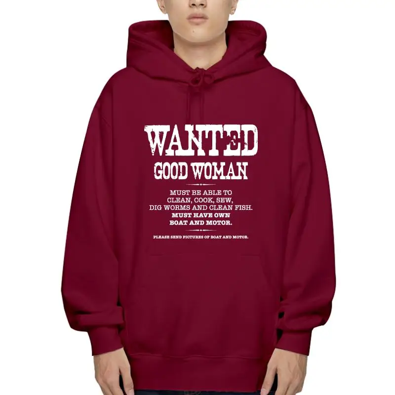 

Wanted Good Woman Mens Funny Fishinger Hoodie Birthday Gif for Dad Him Hoodie Men 2022 New Pullover Warm Hoodys Hoody