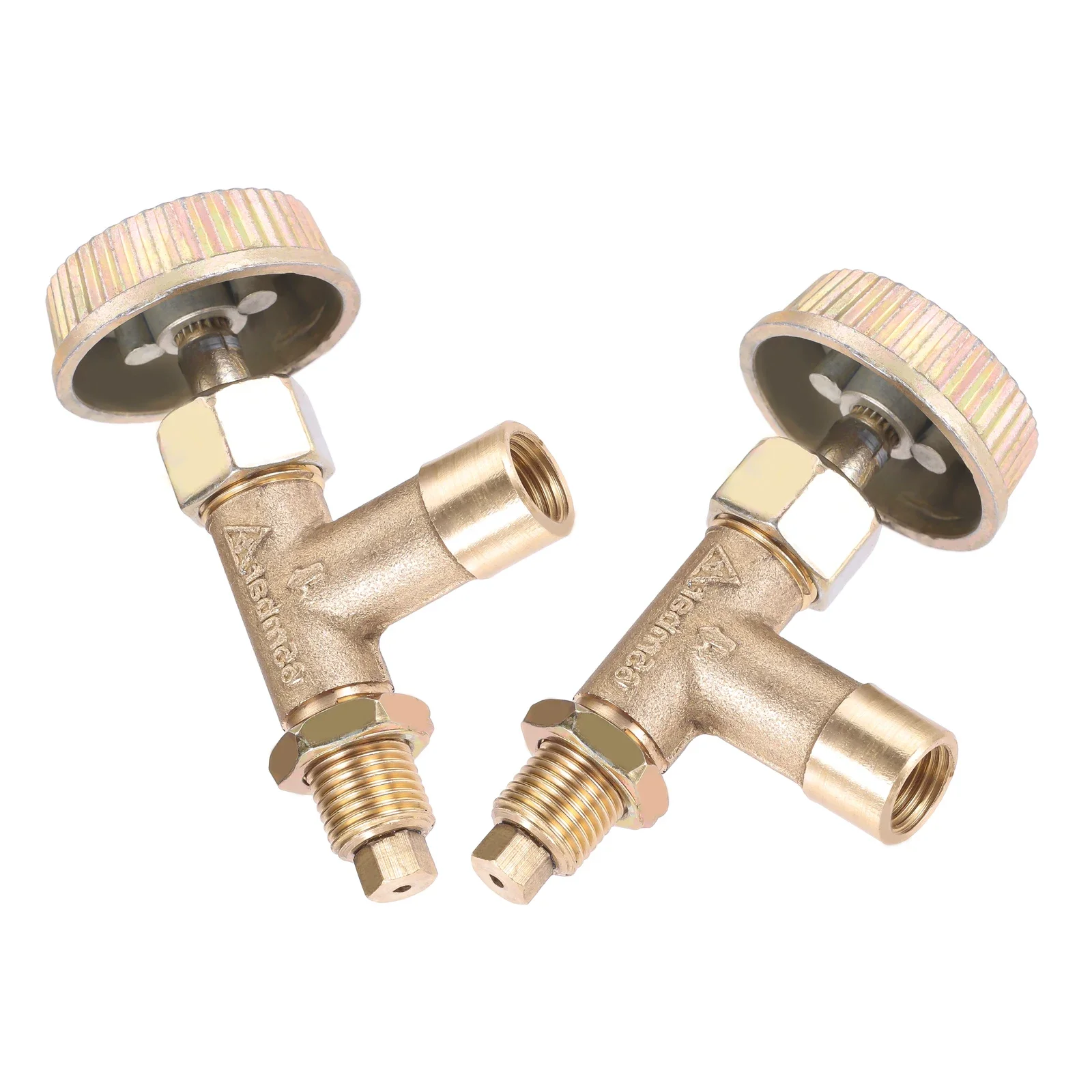 

2pcs/1set Copper Propane Heater Valves + Knob Inlet Female M10*1 Outlet Male M10*1 Thread 2Bar Pressure 1.6mm Nozzle Hole Parts