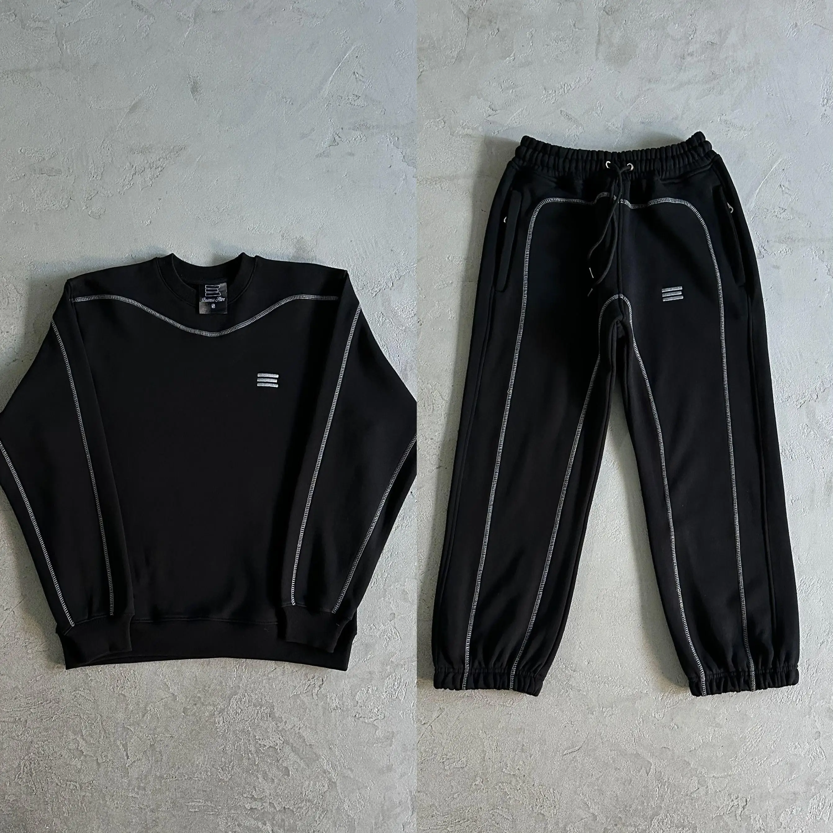 

High Quali round Ne Embroidered Sweatirt Pants Set Sportswear Casual Sle Cotton Long Sve Autumn Collection