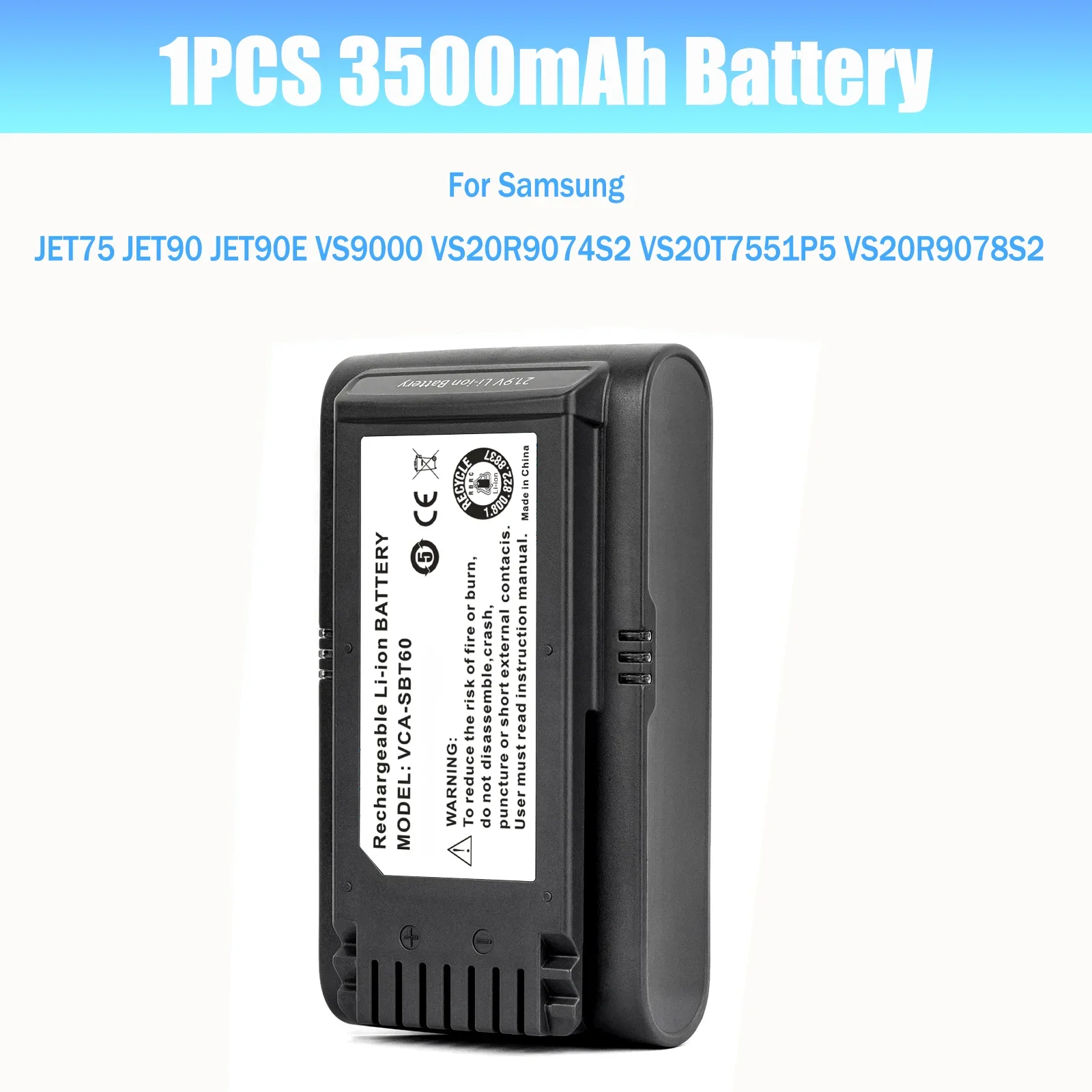 Hoge Capaciteit 5000mAh VCA-SBT90 Stofzuiger Batterij voor Samsung JET75 JET90 JET90E VS9000 VS20R9074S2 VS20T7551P5 VS20R9078S2