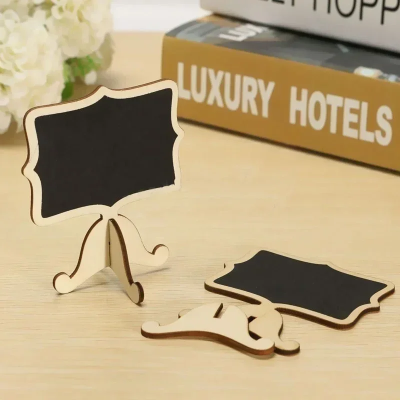 10PCS Mini Card Wooden Small Blackboard Desktop Message Decoration Single-sided Crafts School Presentation Label Table Decor
