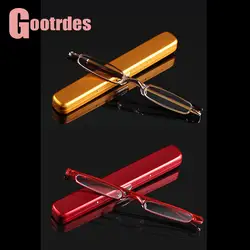 Slim Anti Blue Light Reading Glasses Mini Compact Metal Frame Readers Glasses with Box High-definition Lens Presbyopic Eyewear