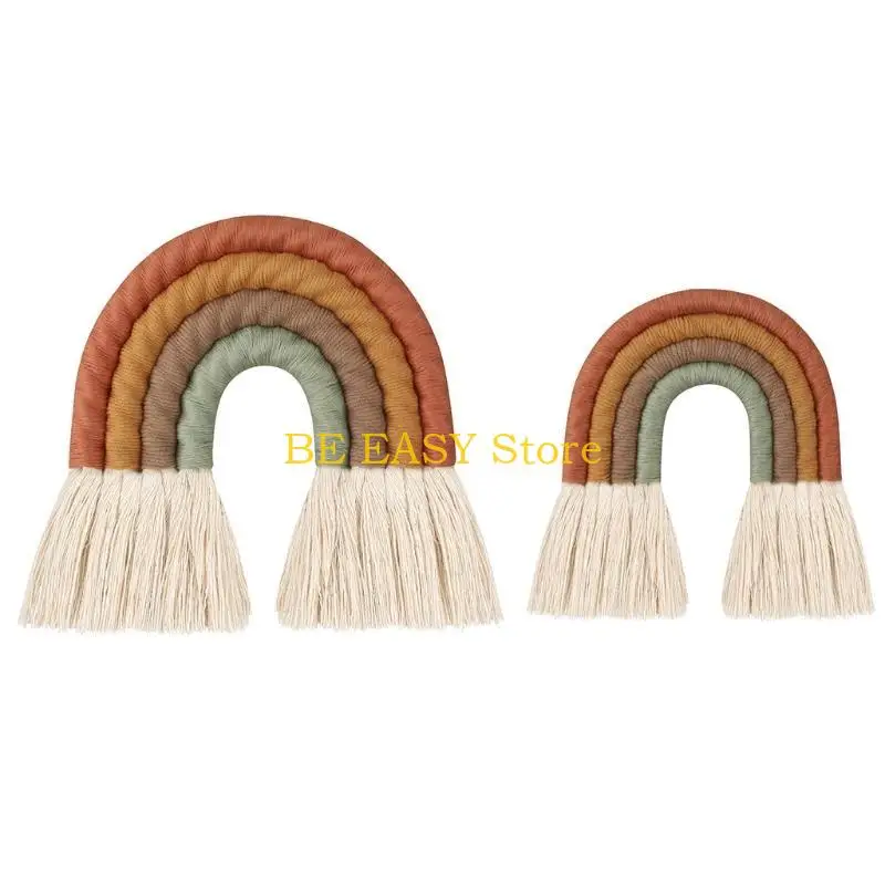 E28F Rainbow Wall Hanging Ornament Handmade Weaving Macrame Home Decoration for Nurse
