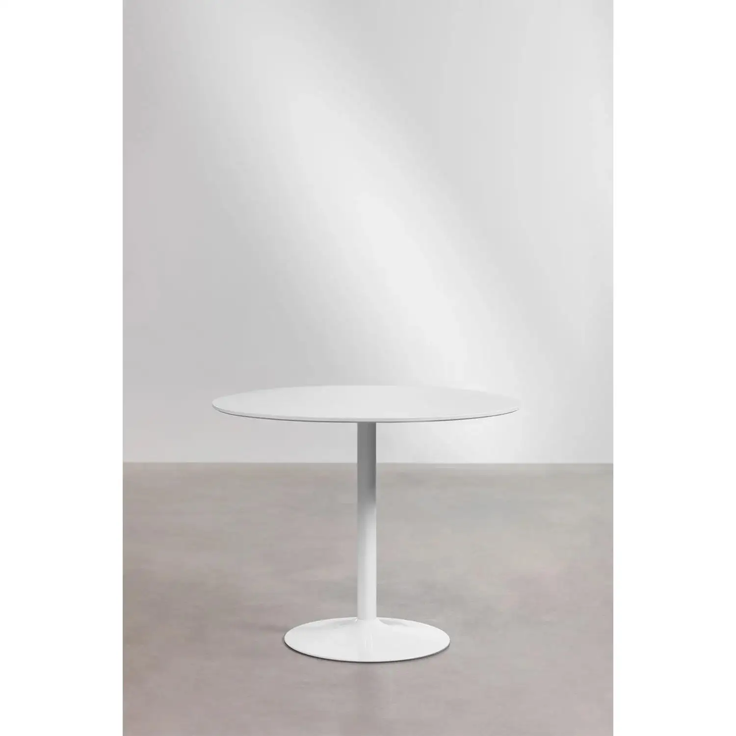 ORION91oficial® - Mesa Redonda Tapa lacada Color Blanco (Ø90x75 cm) Base Metálica , Estilo Nórdico, Bar, Restaurante, Hostelería, Comedor, Salón, Cocina, Teletrabajo, Oficina - spaziOrion91