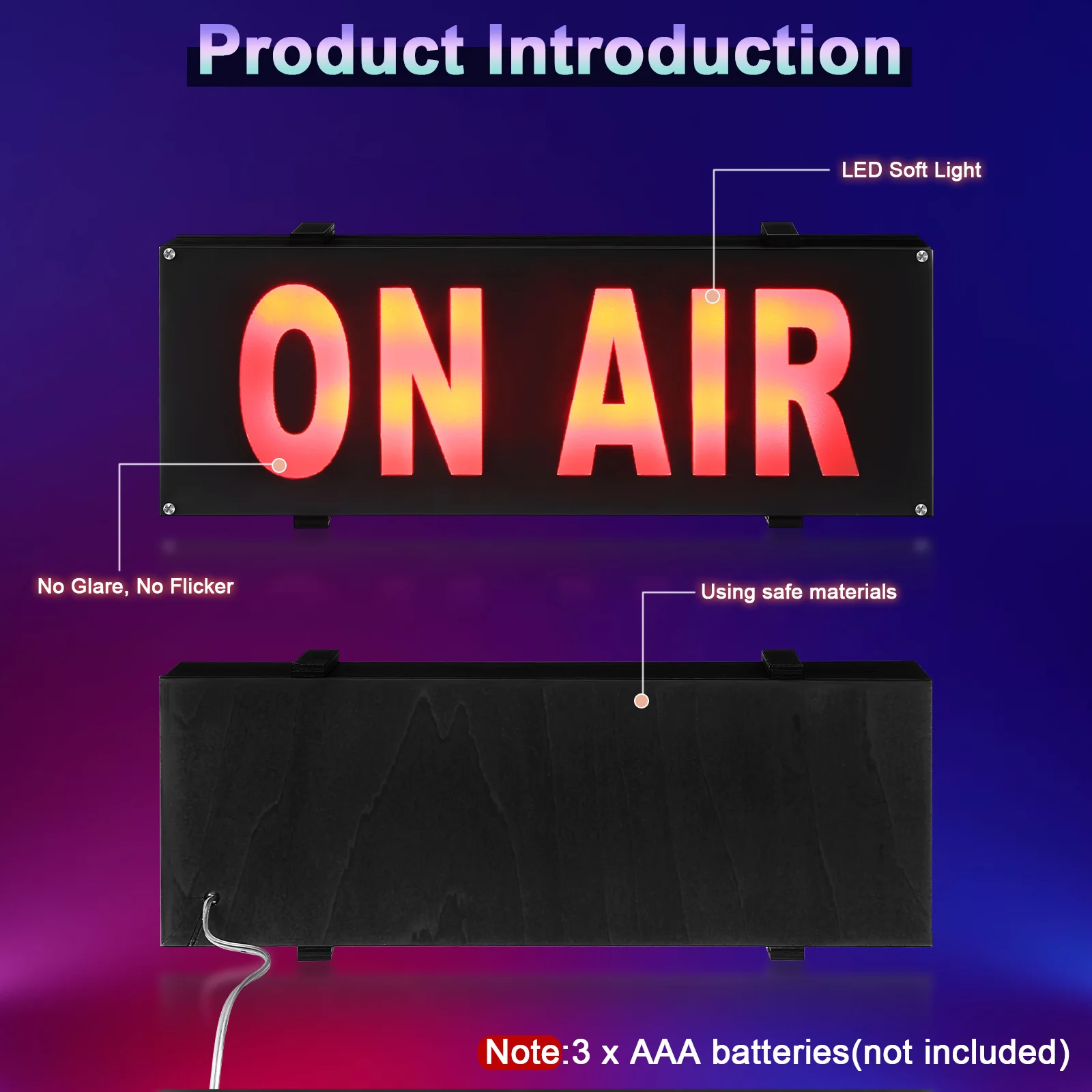 Recording LED Sign on Air Warning Light Soft Glow Compact Size for Office on Air Sign Working Warning Light