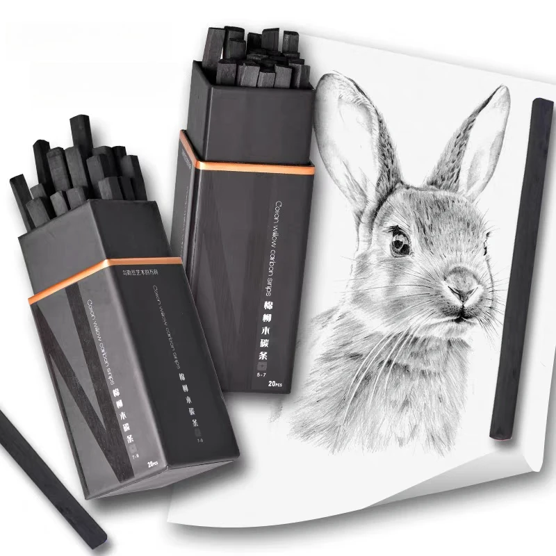 NYONI Square Willow Cotton Wood Charcoal Srips Professional Art Tool for Sketching for Drafting Quick Sketching& Sketch Creation