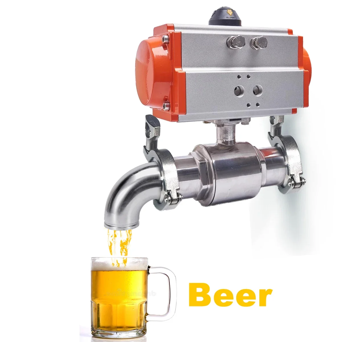 

z Food Grade Double Acting Stainless Steel 2" Inch Sanitary Clamp pneumatic actuator 2 Way pneumatic Ball valve