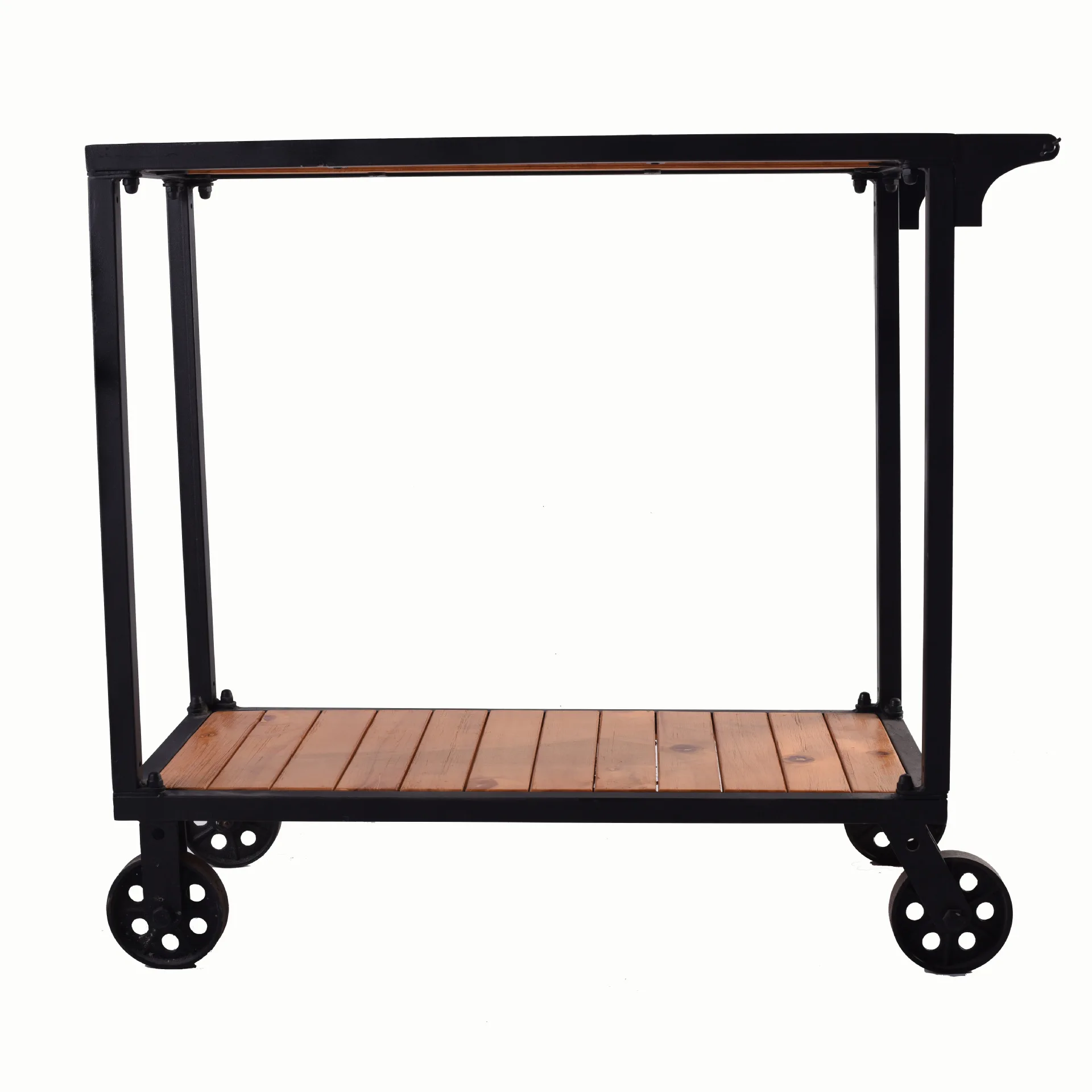 Factory direct sales American industrial style restaurant hotel wrought iron rack hand push mobile dining cart, dining side stor