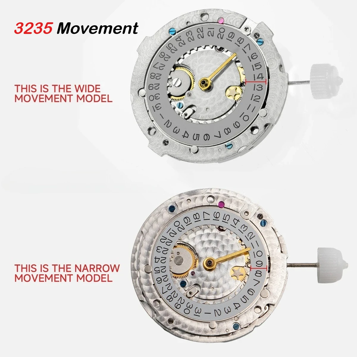 

for 3235 Mechanical Movement Engraved Automatic Mechanical Movement 3235 Blue Balance Wheel Wide/Narrow Movement