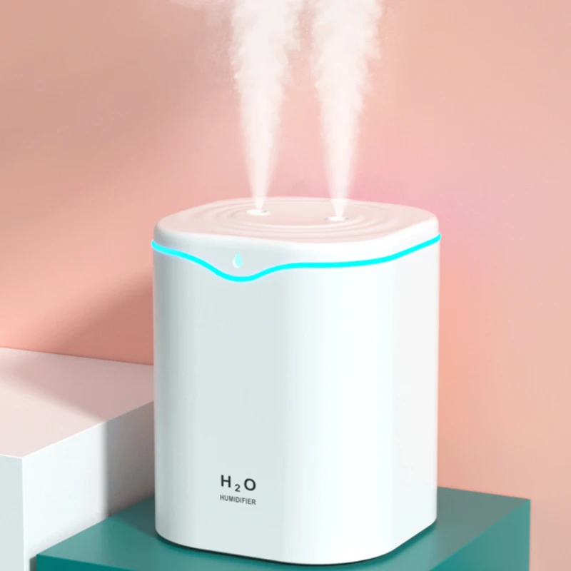 USB Air Humidifier Double Spray Port Essential Oil Aromatherapy Diffuser 2000ML Cool Mist Maker Fogger LED Light For Home Office