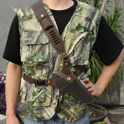 Tourbon Shooting Leather Handgun Chest Holster Pistol Carrying Shoulder Strap Pouch Ammo Sling Fits .38/9mm/357 Cartridges
