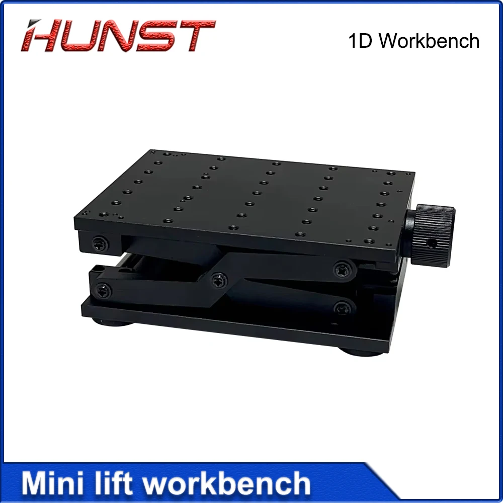 HUNST Banco de trabajo de elevación 1D negro, estante de tijera plano, plataforma de laboratorio, herramientas de banco unidimensionales