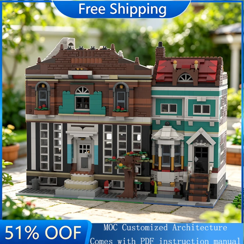 

3538 деталей MOC: Современный городской дом престарелых и детский сад — модель здания, конструктор DIY, технологичная головоломка, креативная сборная игрушка, подарок