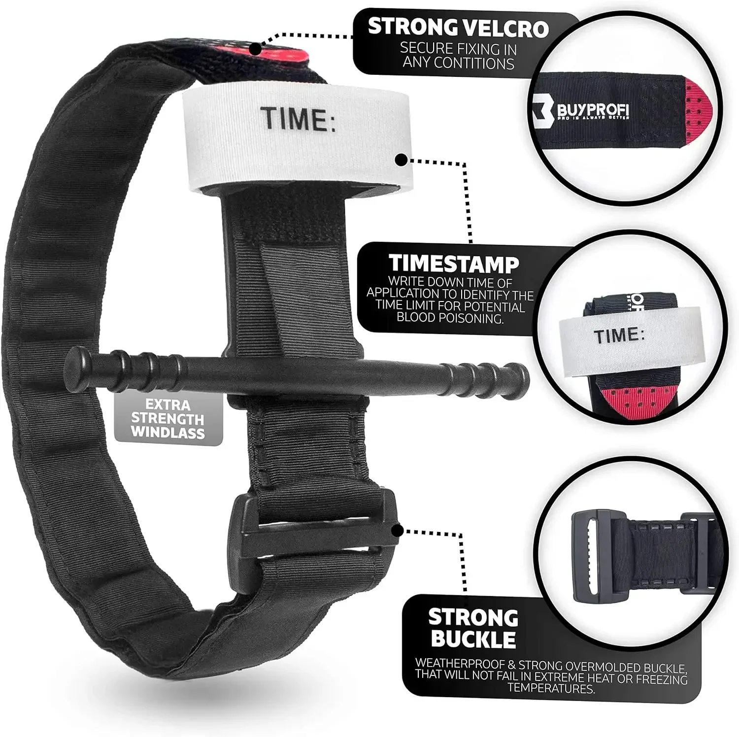 Garrot d'urgence DulEmergency Strap, équipement de premiers soins médicaux à une main, randonnée, camping, voyage, sports de plein air