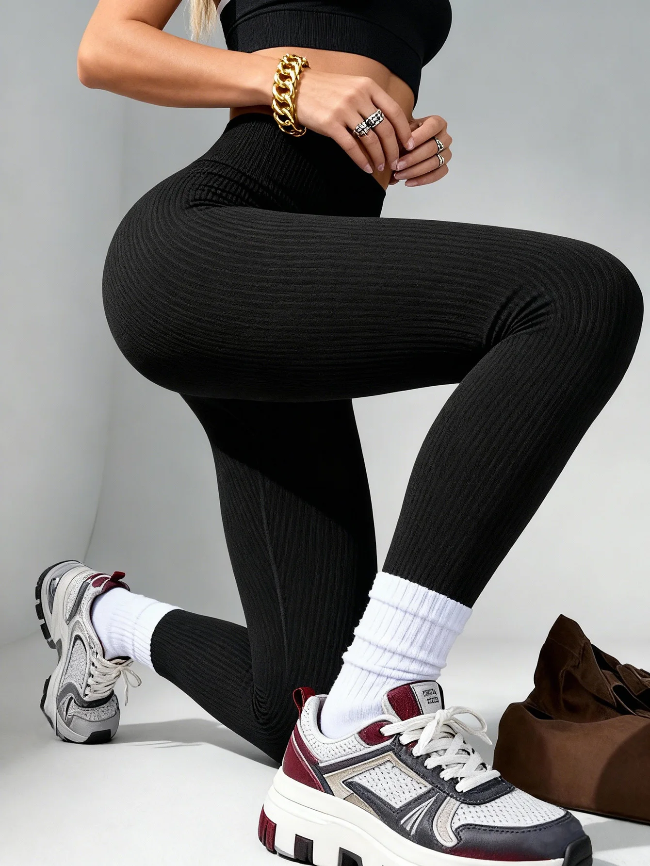 Leggings sportivi da donna Pantaloni da yoga senza cuciture con controllo della pancia Abbigliamento sportivo Leggings da palestra per donna Pantaloni da donna Fitness Abbigliamento femminile