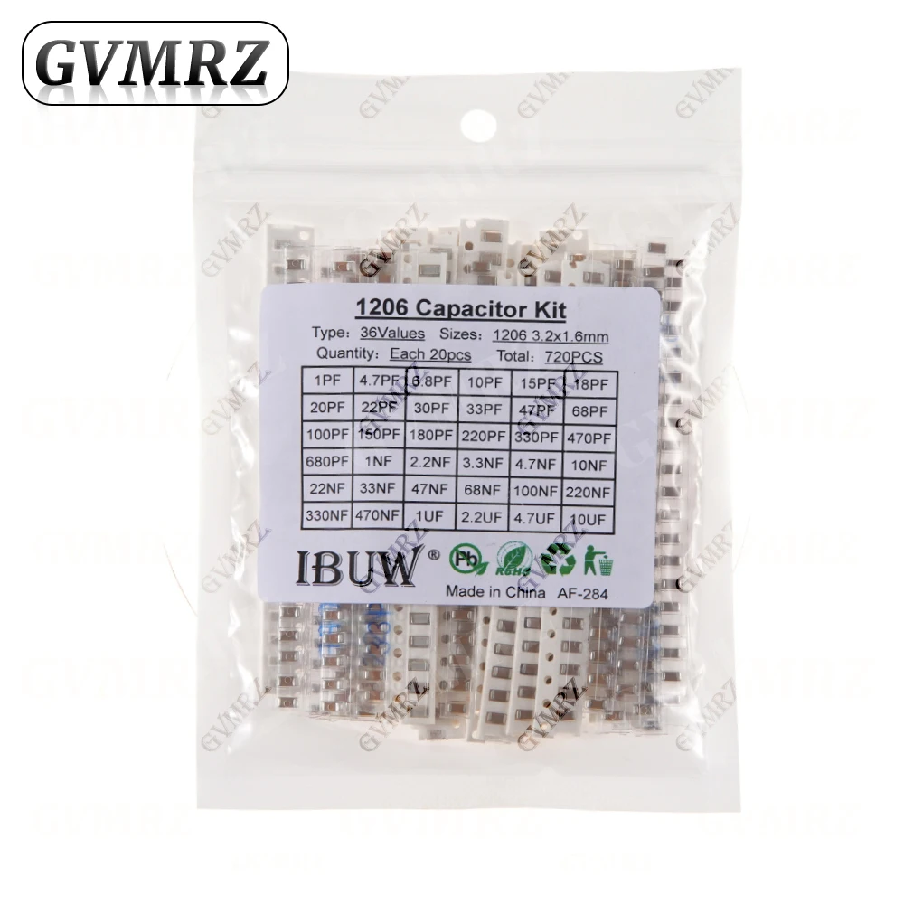 0603 0402 0805 1206 SMD Keramische Condensator Assortiment Set 1pF - 10uF 100PF 10NF 100NF 0.47UF 1UF Chip Capaciteit Set 10uF 8uF 7uF