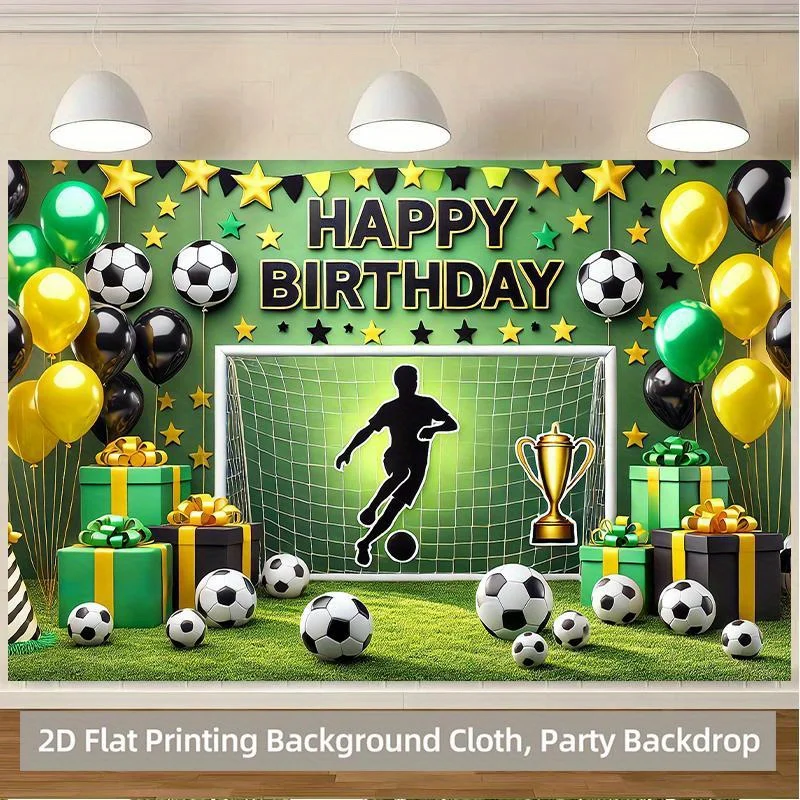 2D-Flachdruck-Hintergrundbanner 1 Stück, Hintergrundtuch für Fußball-Geburtstagsparty-Dekoration, multifunktionales Fotografie-Hintergrundtuch – Detail 6