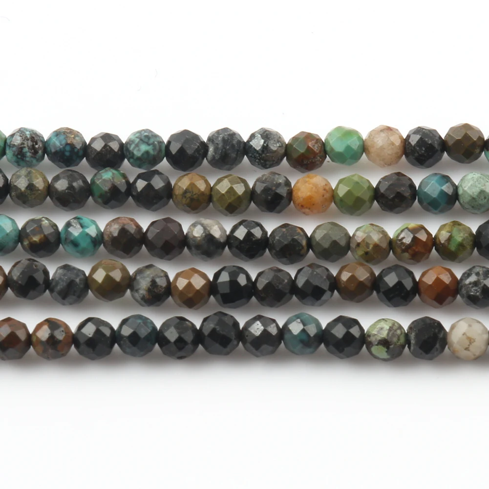 2/3/4mm 15\'\' Faceted Natural African Turquoise Stone Beads Loose Beads For Diy Jewelry Making Tiny Beadwork Bracelet Findings