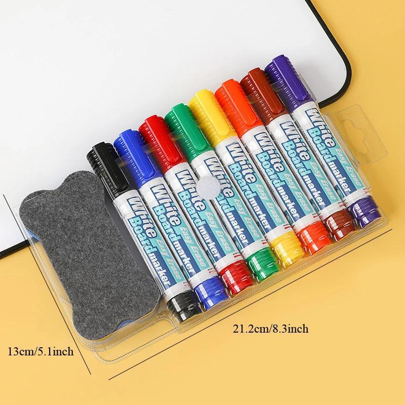 

4/8 Colored Whiteboard Markers with Magnetic Eraser Set Washable Marker Pens for Office School Drawing Writing Stationery