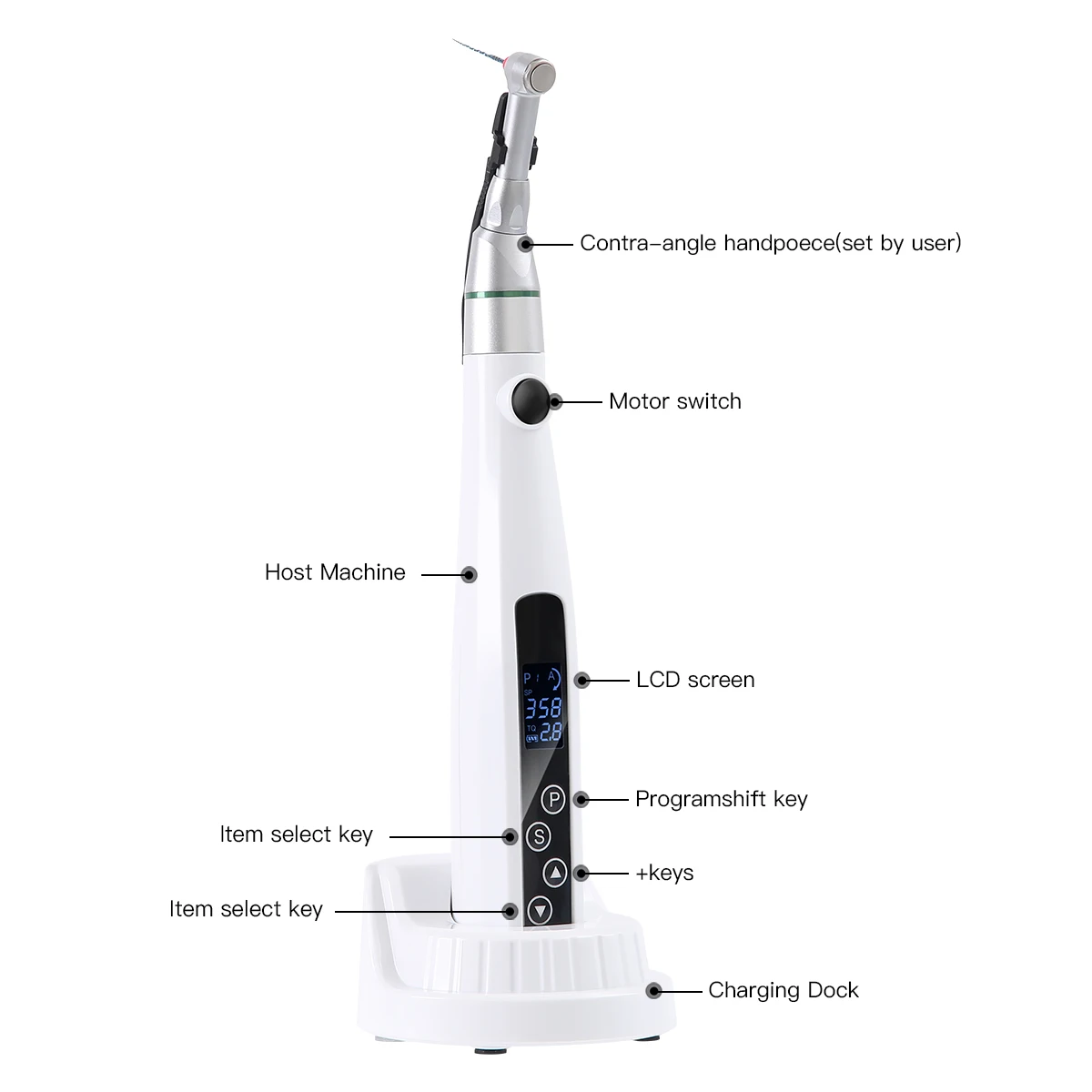 10 modes Dental Endo Motor Wireless 16:1 Reduction Contra Angle Endodontic Instrument Smart 10 Modes Root Canal Tool  Extra