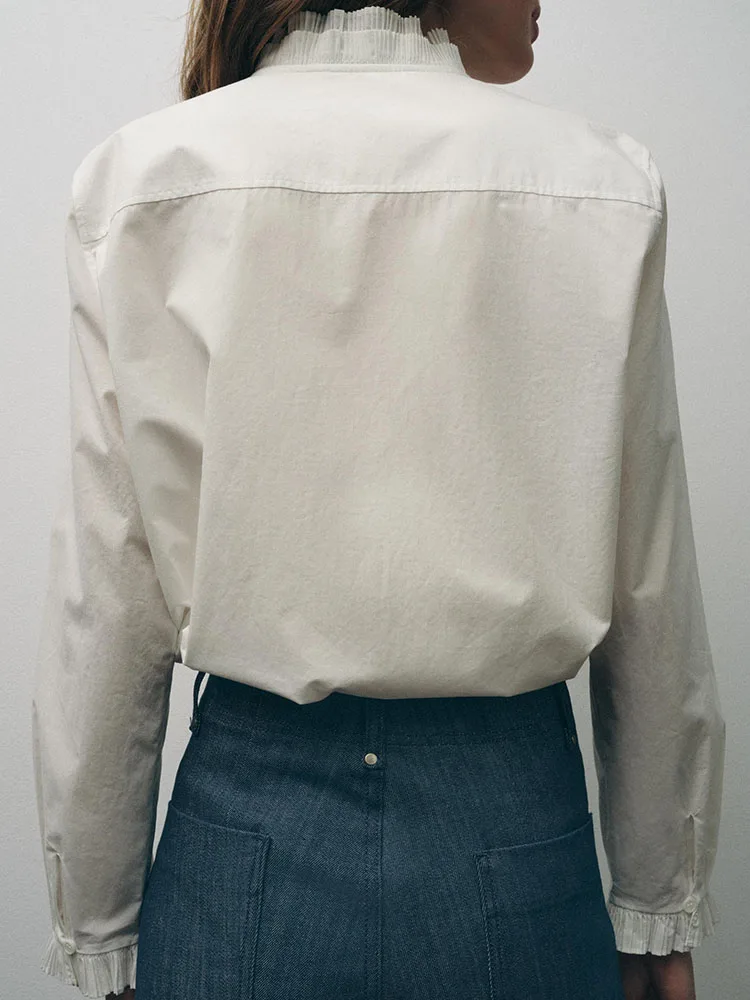 وصل حديثًا قميص نسائي كاجوال بأكمام طويلة ولون نقي للربيع، طبقات مزخرفة فضفاضة مناسبة للتنقل، سمك عادي