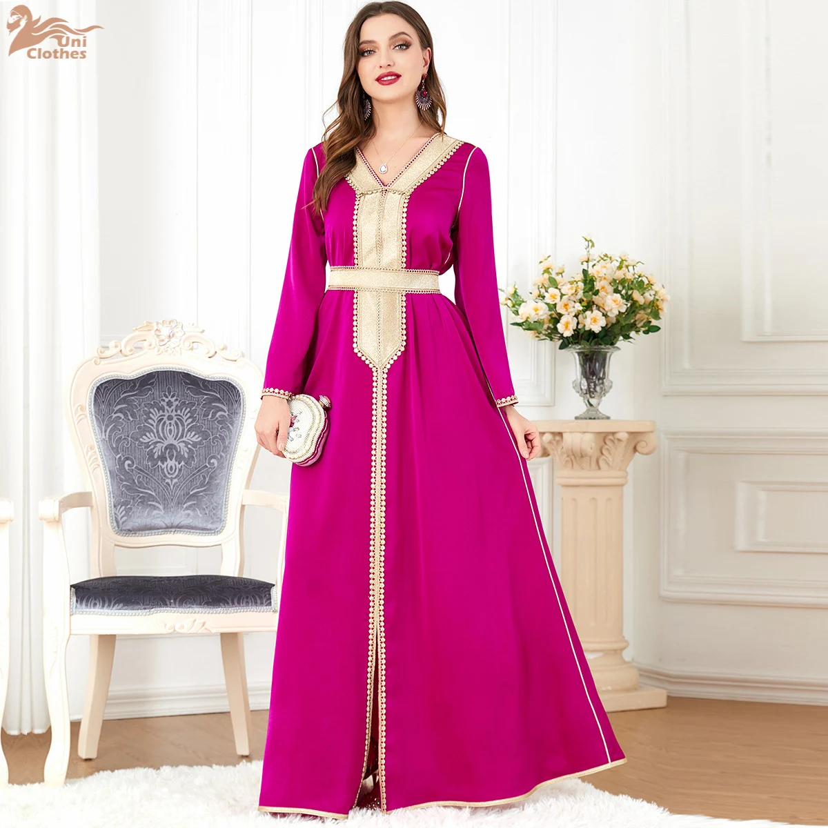 Elegant Arabic Muslim Abaya Dress for Women Islamic Eid Evening Party Jalabiya Luxury Turkey Dresses Moroccan Caftan Robe