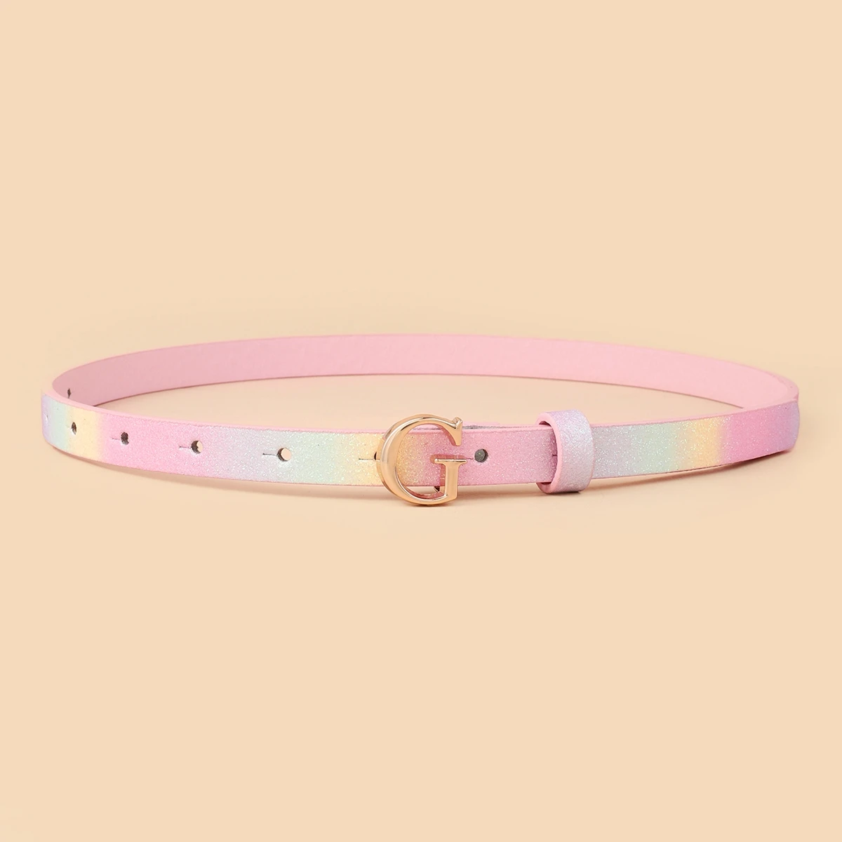 Women high quality design G shape buckle PU leather thin belt with classic gold buckle accessories girl belt