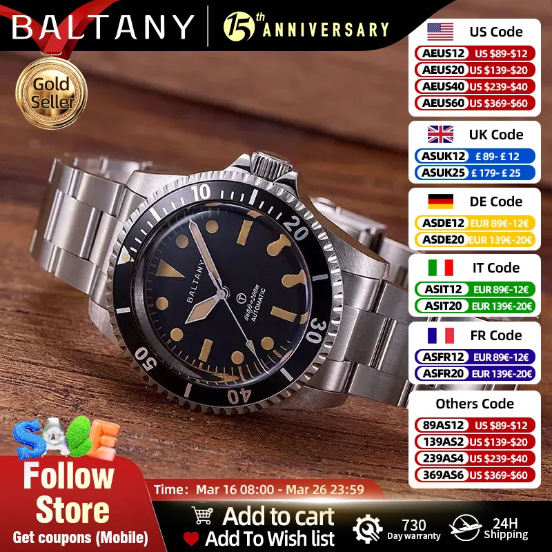 MilSubmariner Homage Diver Watch NH38 Automatic Mechanical Watch Mens S3075 20Bar Waterproof Vintage  Wristwatch 2024 New