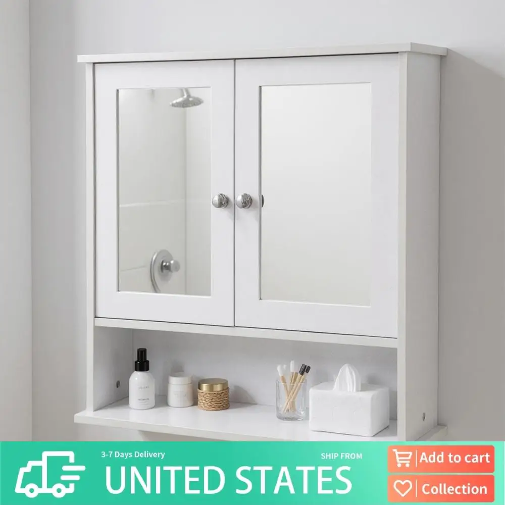 

Двухдверный зеркальный шкаф с защитой от ржавчины, настенный, износостойкий, простой настенный шкаф для ванной комнаты для полотенец и геля для душа